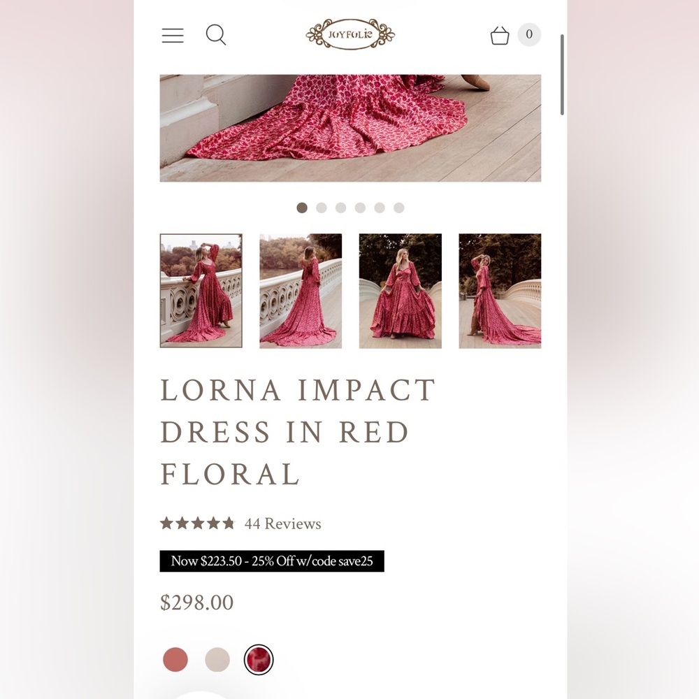 NWT Joyfolie Lorna Impact Dress in Red Floral - Picture 4 of 10